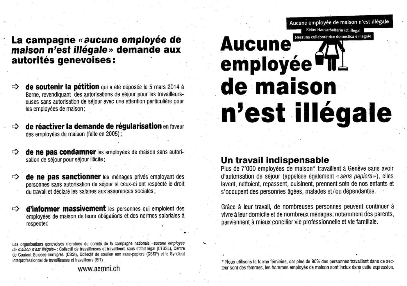 Campagne nationales - Aucune employée de maison n'est ilegale